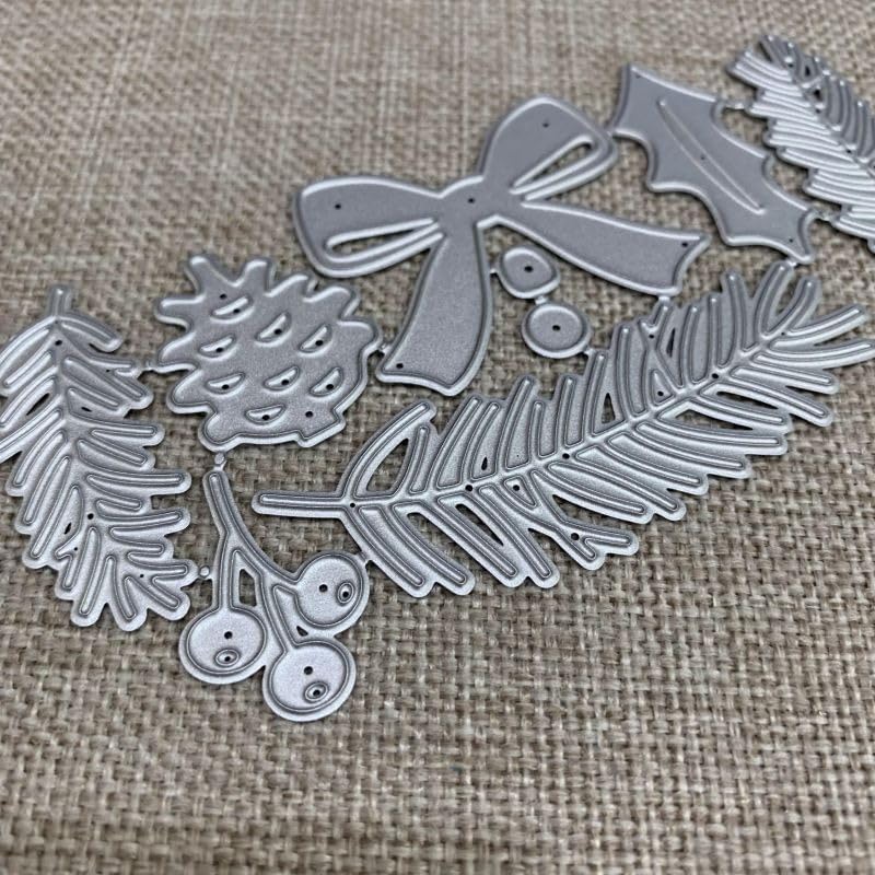 Lapoo Christmas Metal Cutting Die for Scrapbooking, 3D Backgrounds Frame New Cutting Dies DIY Album Card Making Decor Paper Metal Die Cuts Party Decorations (Bows and Pine Branches 4.8 x 2.4 in) - Image 3